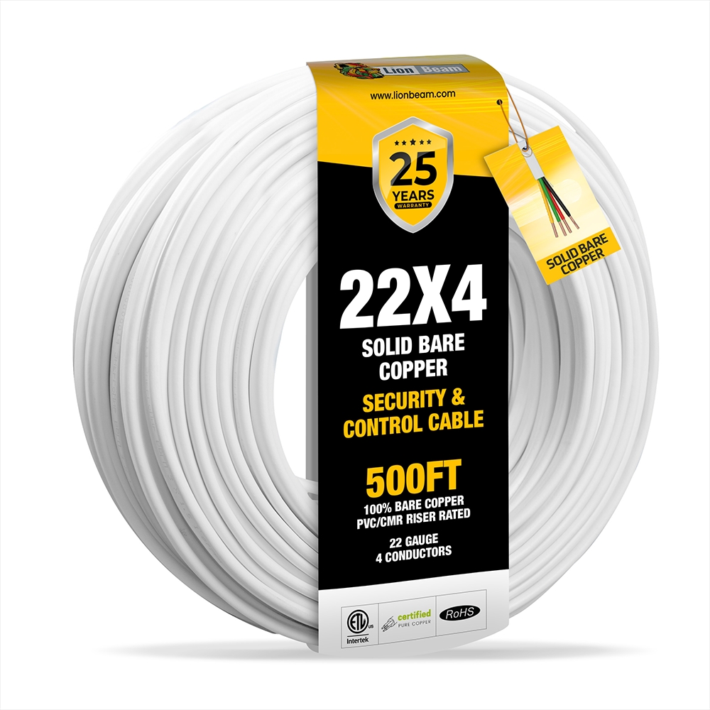 Lionbeam-Cable 22/4 SOL CMR White 500FT Coil Pack