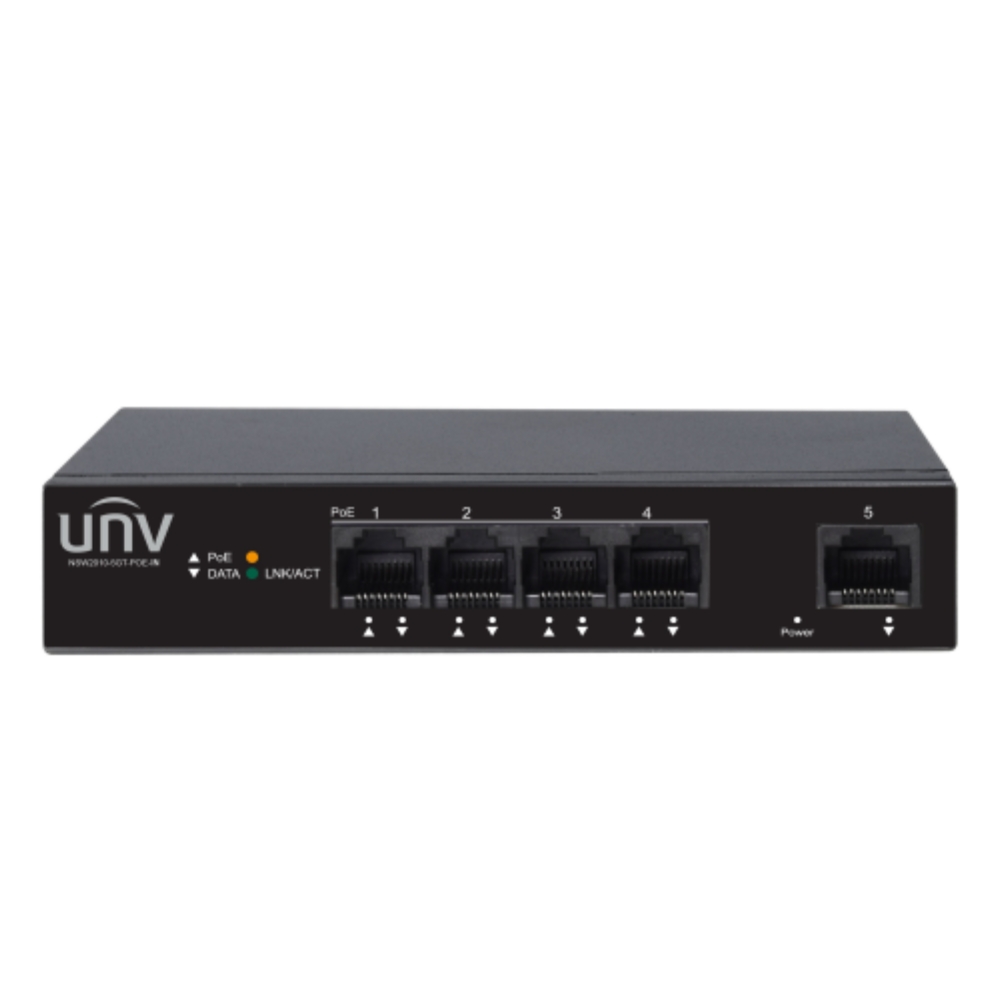 UNV - 4 Port Gigabit Ethernet Switch, 4 1000Mbps PoE Ports (RJ45)+1 1000Mbps Ports(RJ45)