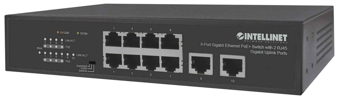 INTELLINET - Switch 8 Port Gigabit PoE+ 120 Watts (Extender Mode)