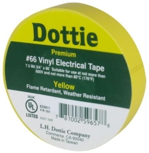 Tape YELLOW GENERAL VINYL PVC 3/4" X 60'