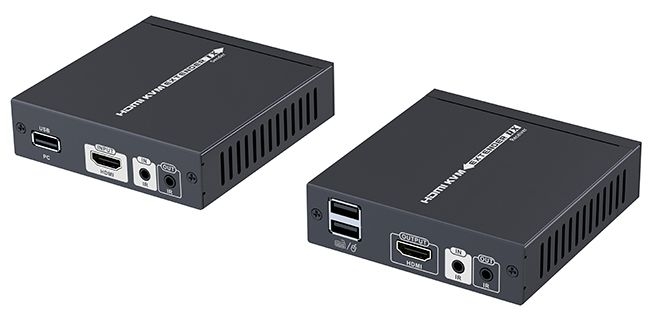 LIONBEAM - HDMI Extender KVM/USB Over C5/6 229FT KVM 4K only needs 12V power either transmitter or receiver