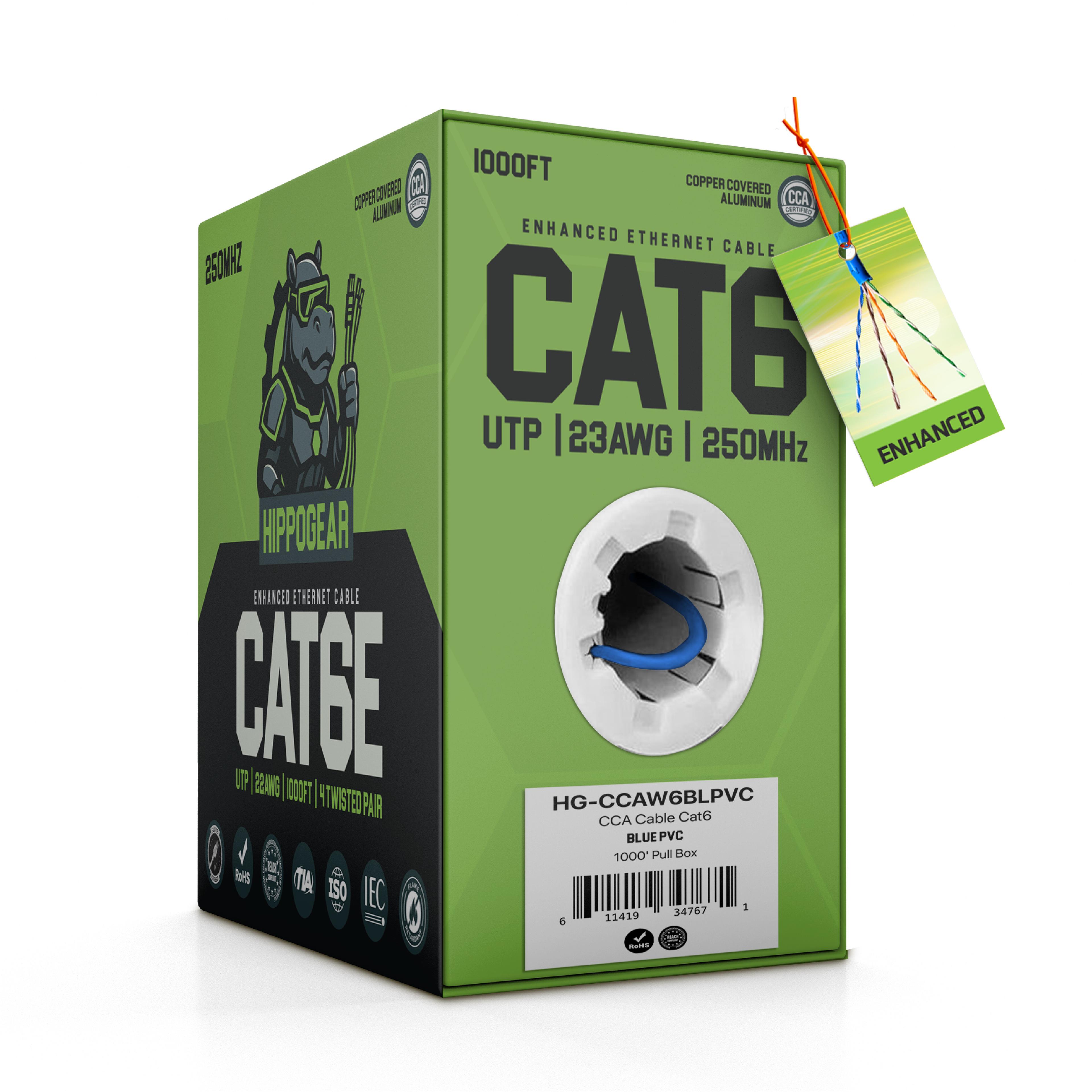 HIPPOGEAR - Cat6 CCA 23AWG Blue 1000' Pull Box