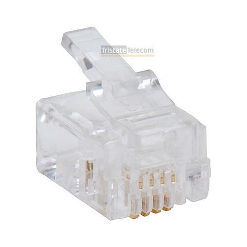 Modular Plug 6P4C Round Solid 100Pk RJ11