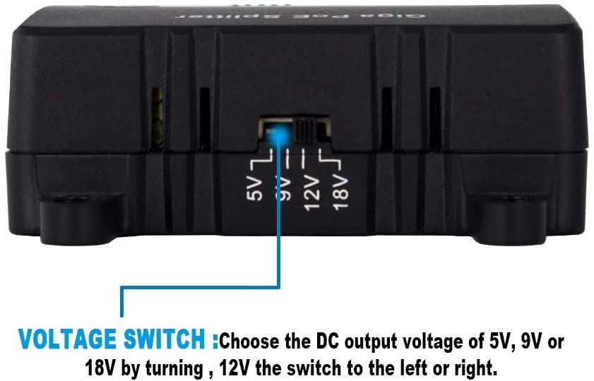 PoE Power Splitter 5/9/12/18V Selectable 25W