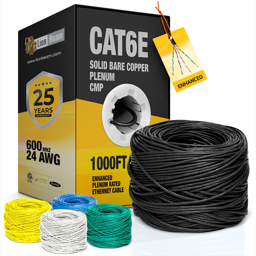 LIONBEAM - Cable Cat 6 CMP Black 1000' Pull Box