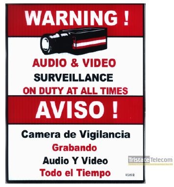 TRISTATE - Sign 24 HR VIDEO SURVEILLANCE 10" x 10"