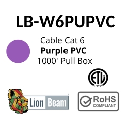 LIONBEAM - Cable Cat 6 CMR Purple 1000' Pull Box