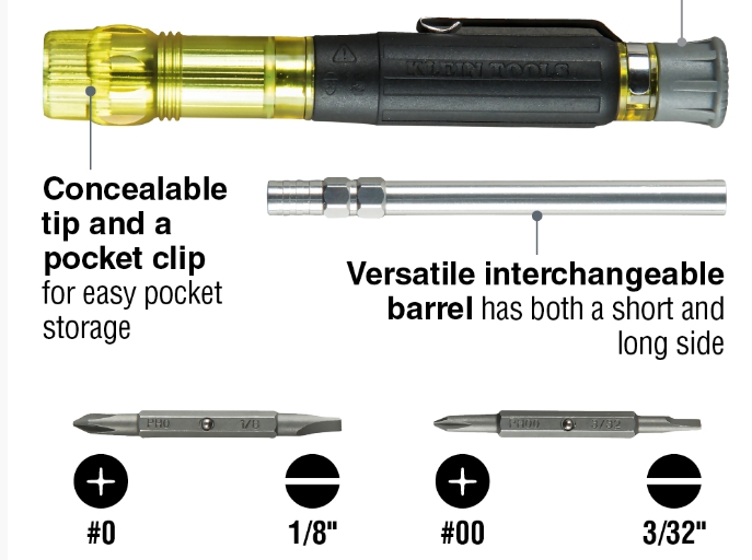 Klein Tools - 4-IN-1 ELECTRONICS POCKET SCREWDRIVER