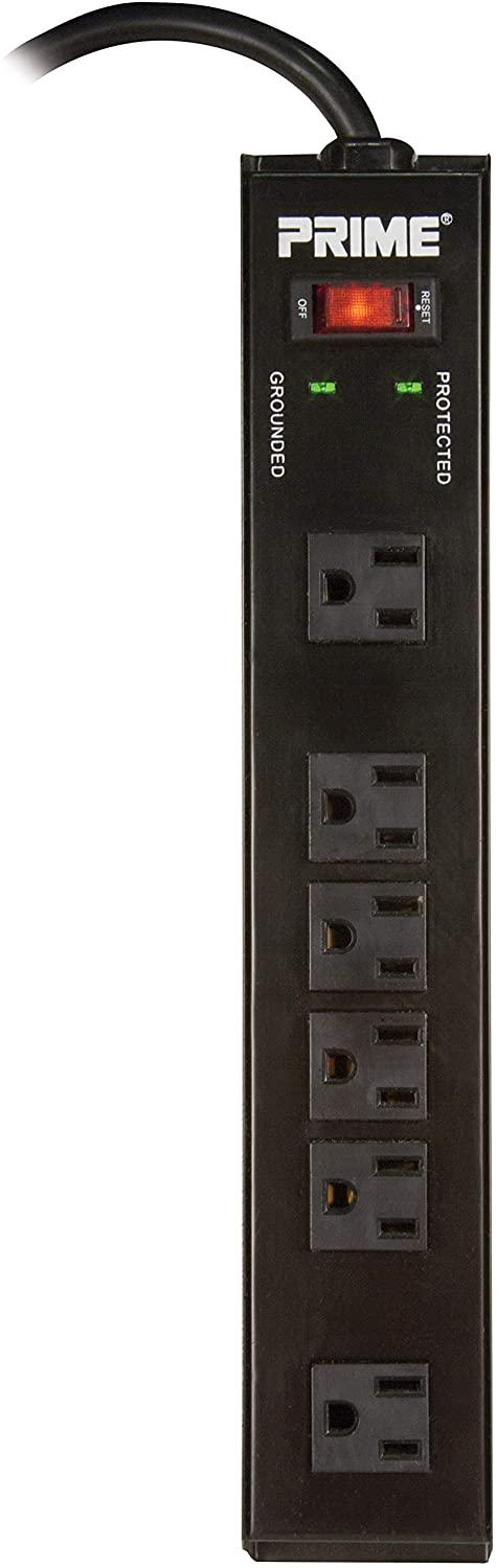 Prime Wire & CAble - POWER STRIP/Surge Protector 6 OUTLET W/15FT Cord