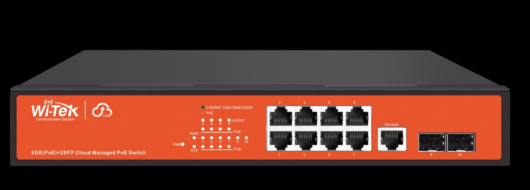 Wi-Tek - Switch 8 Ports Poe Gigabit 2 SFP L2 Managed With Cloud Control