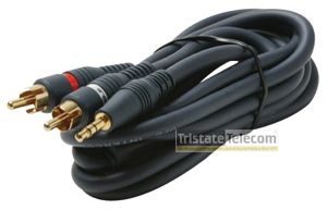 TRISTATE - Y Cable 2 RCA Male-3.5mm Stereo Plug 6FT