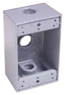 TOPAZ - Weatherproof 1 Gang Box 3 1/2" Holes GY