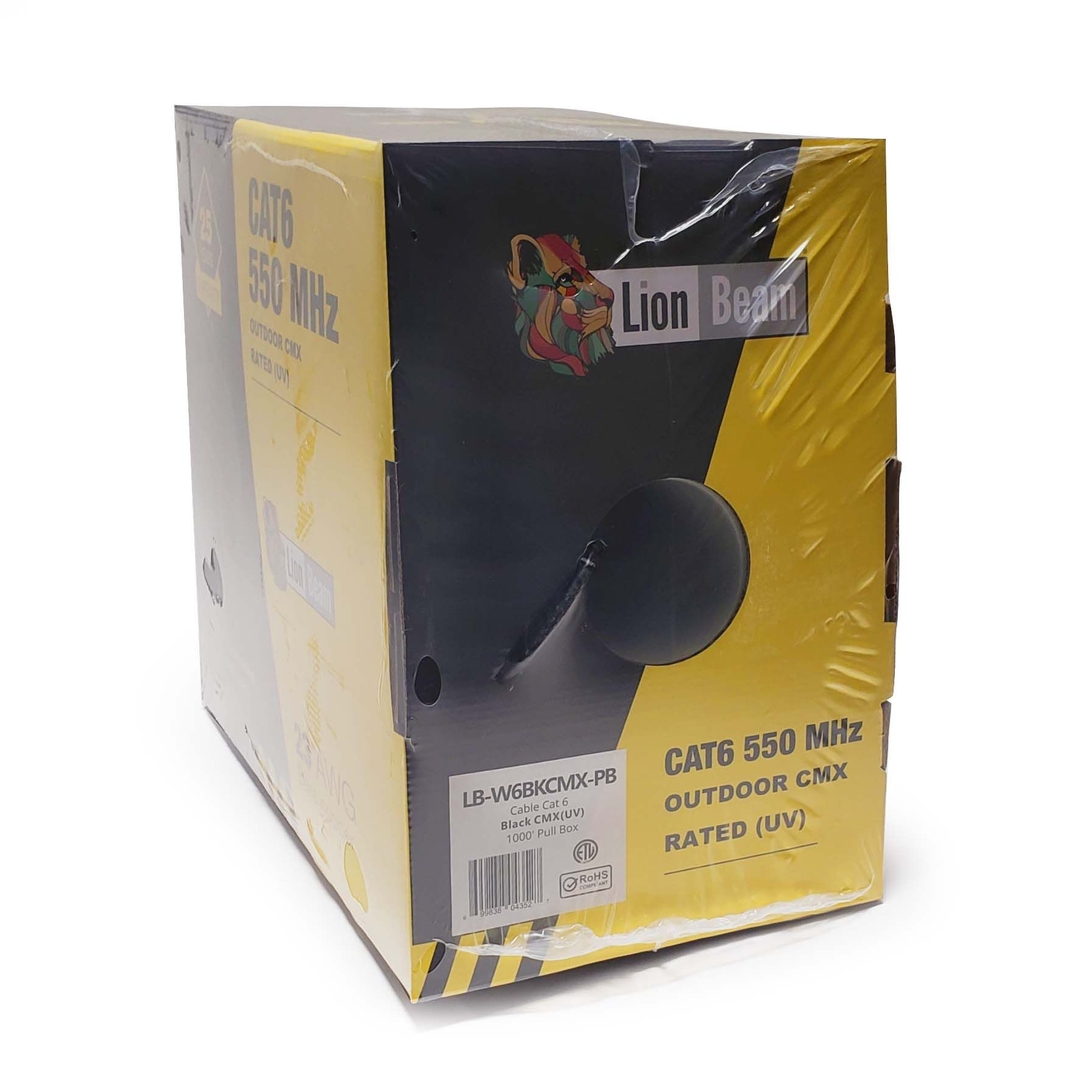 LIONBEAM - Cable 6 CMX Black 1000' Pull Box Outdoor Rated