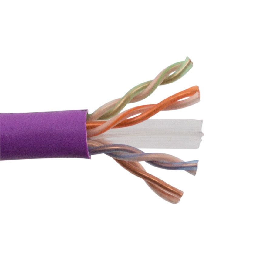 SCP - CAT6 PLENUM- ENHANCED 550 MHz 23AWG SOLID BC 4PR, UTP, ANSI/TIA 568.2-D, ISO/IEC 11801 CLASS E, UL CMP FT6, JKT- PURPLE- 1000FT/305M REEL IN BOX