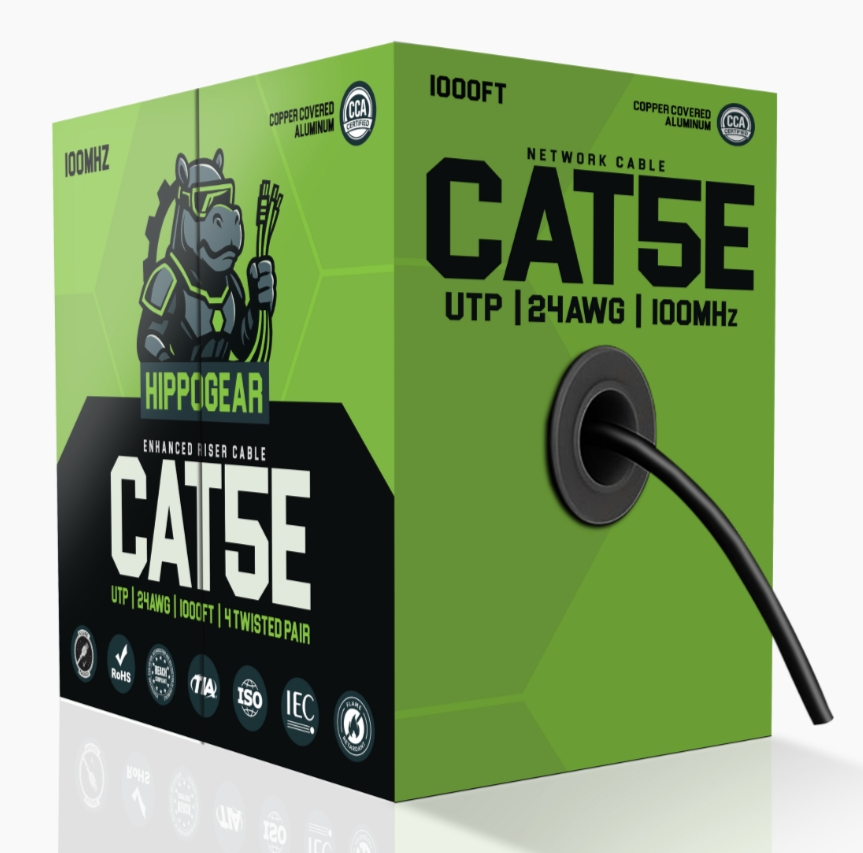 HIPPOGEAR - Cat5e CCA 24AWG White 1000' Pull Box