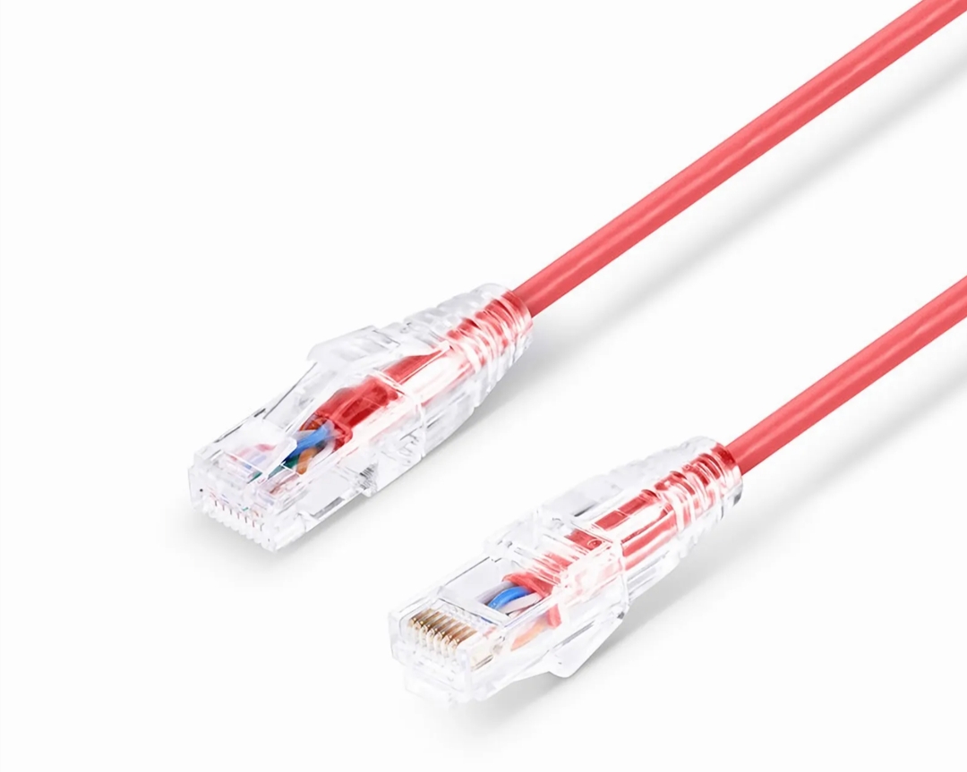 LIONBEAM - Slim Patch Cord CAT6A 0.5FT Red 10 Pack