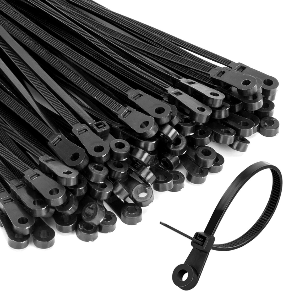 Tie Wraps 8" 50LB tensile strenght With Screw Hole, 1000pk, Natural