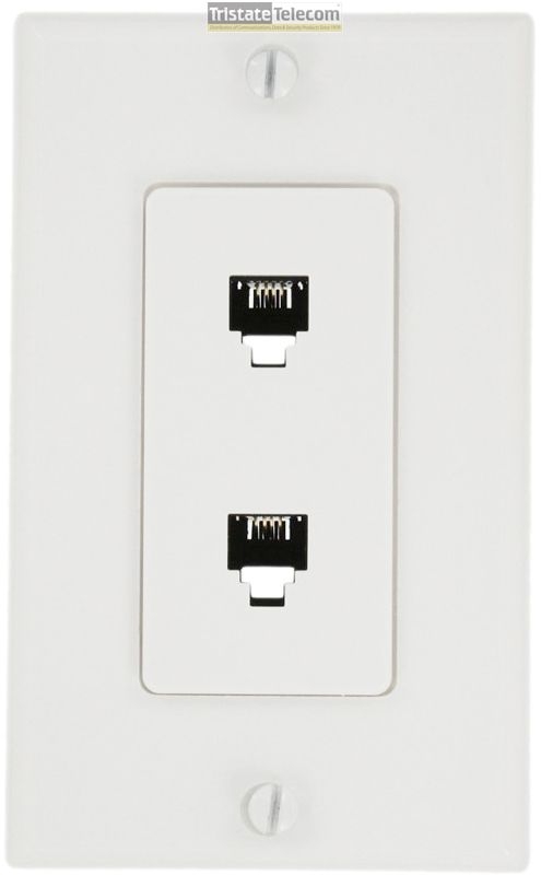 Leviton - Jack Wall Plate Dec W/2 6P4C Jacks White