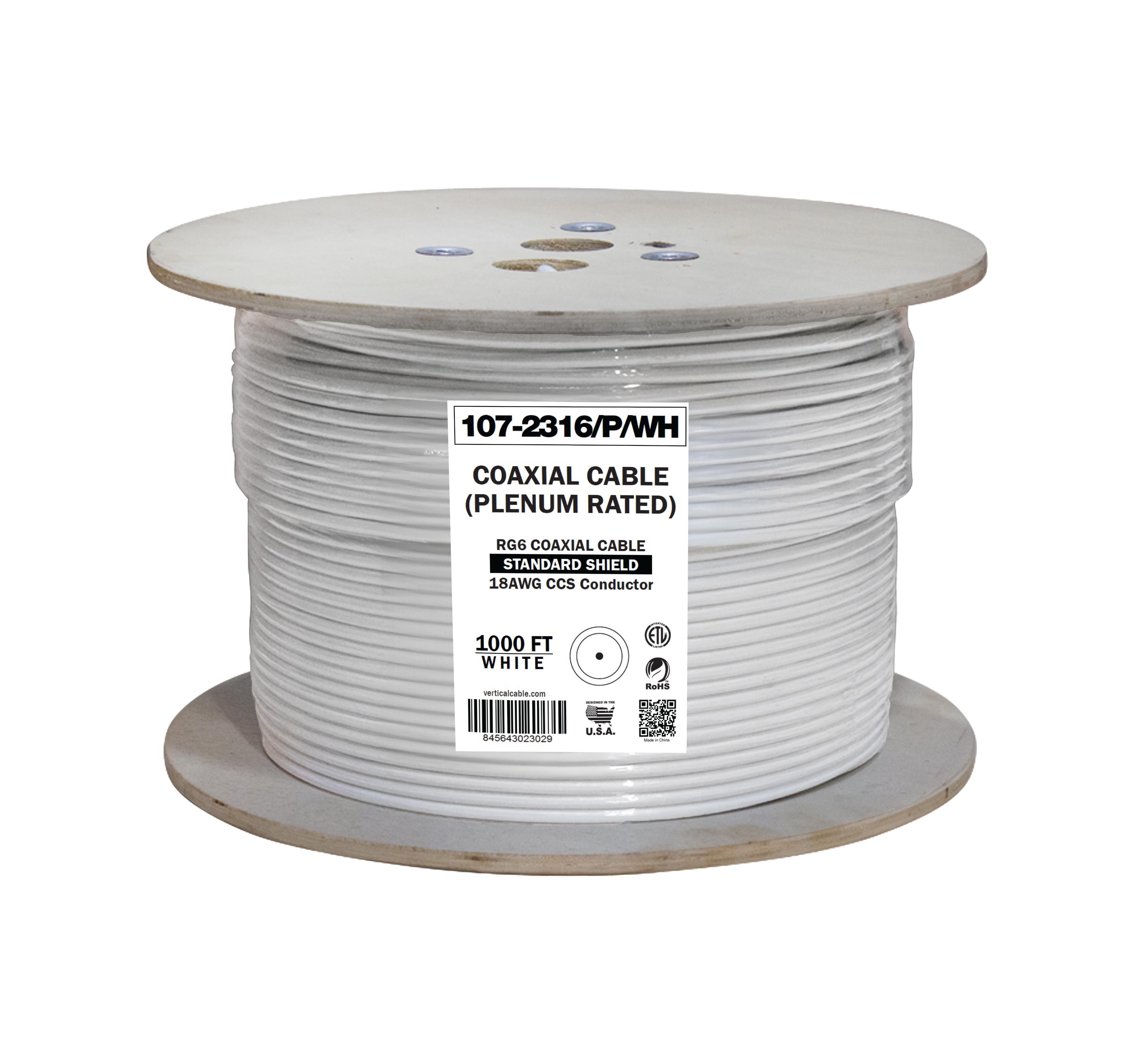 Vertical Cable - CABLE RG6, Plenum 1000FT Reel White
