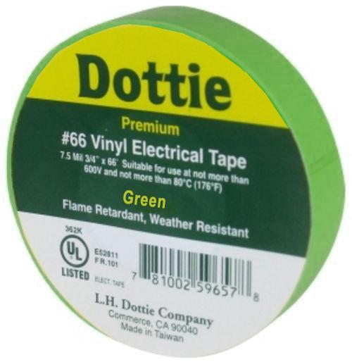 DOT - Tape GREEN Premium PVC 3/4" X 66'
