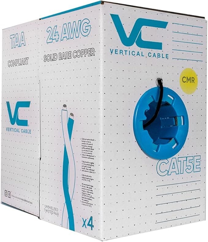 Vertical Cable - Cable Cat 5e 4 PR 1000' PVC BLACK