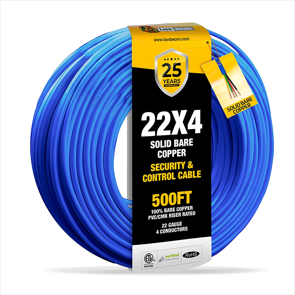 Lionbeam-Cable 22/4 SOL CMR Blue 500FT Coil Pack