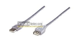Manhattan - USB Cable 10' A-A Male to Female Translucent Silver