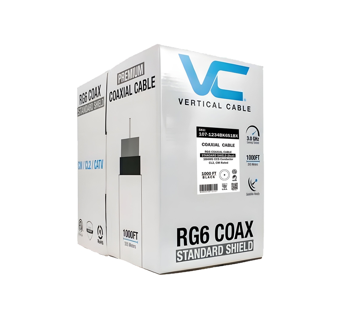 Vertical Cable - Cable RG6 60% 1000 ' Pull Box Black