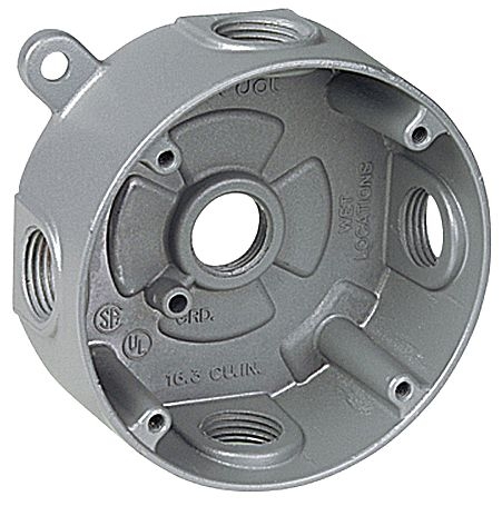 RD - Weatherproof Round Box 5 3/4" Holes GY