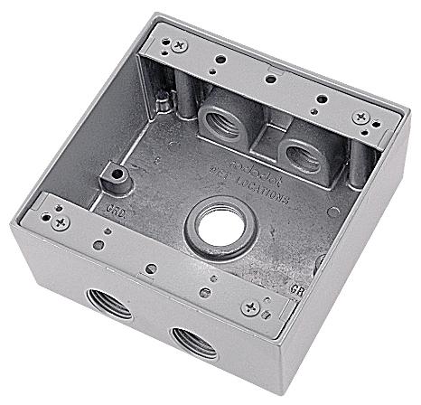 RD - Weatherproof 2 Gang Box 5 3/4" Holes GY