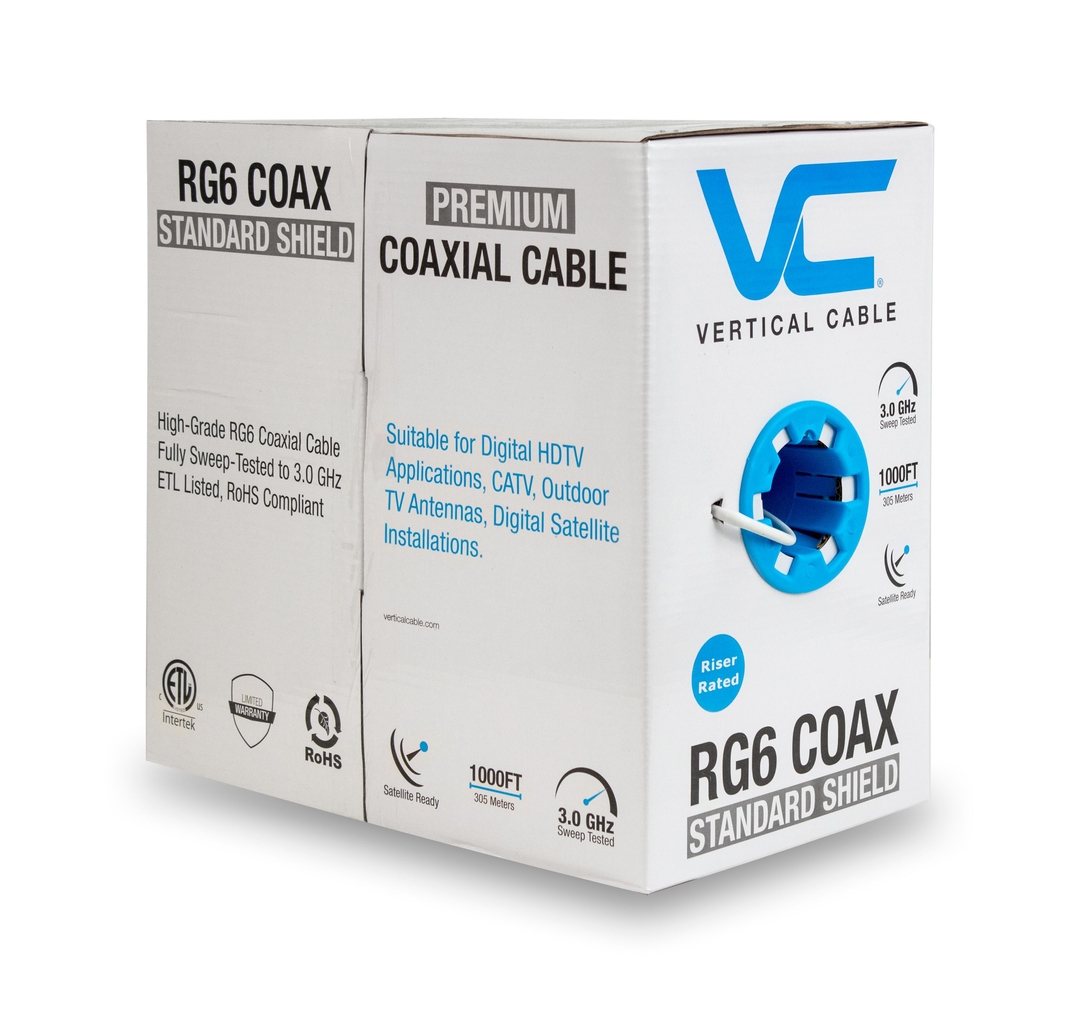 Vertical Cable - Cable RG6 60% 1000 ' Pull Box White
