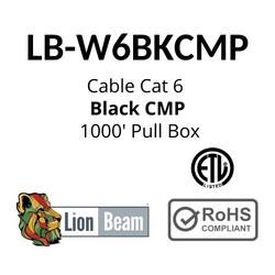 LIONBEAM - Cable Cat 6 CMP Black 1000' Pull Box