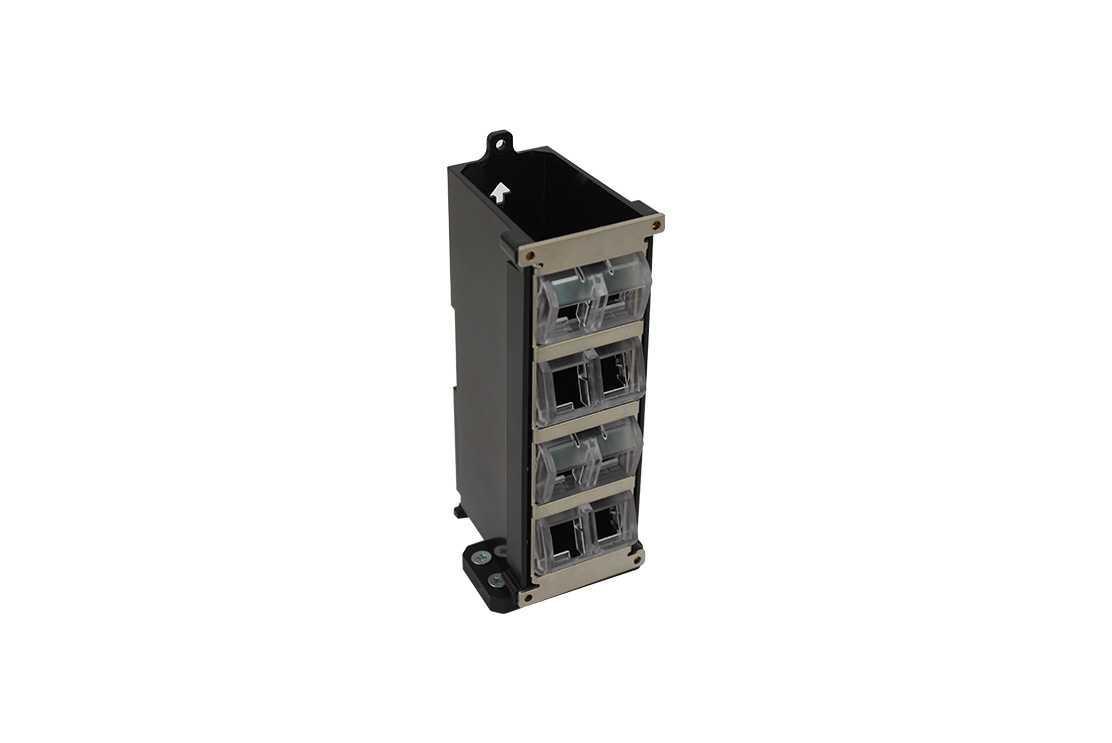 Vertical Cable - DIN-Rail Keystone Module Box, 35-mm, 8-position, Grounding, Swingable.