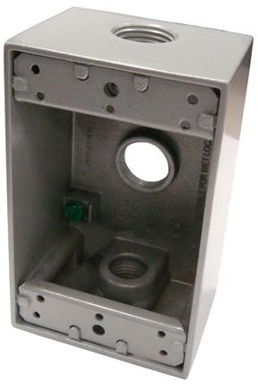 TOPAZ - Weatherproof 1 Gang Box 3 1/2" Holes GY