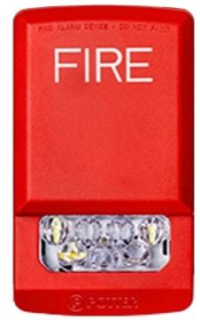 POTTER - PE-Stranded Wall Strobe LED, Clear Lens, Red