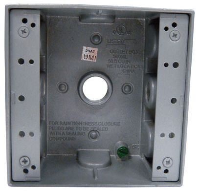 UMI - Weatherproof 2 Gang Box 3 1/2" Holes GY