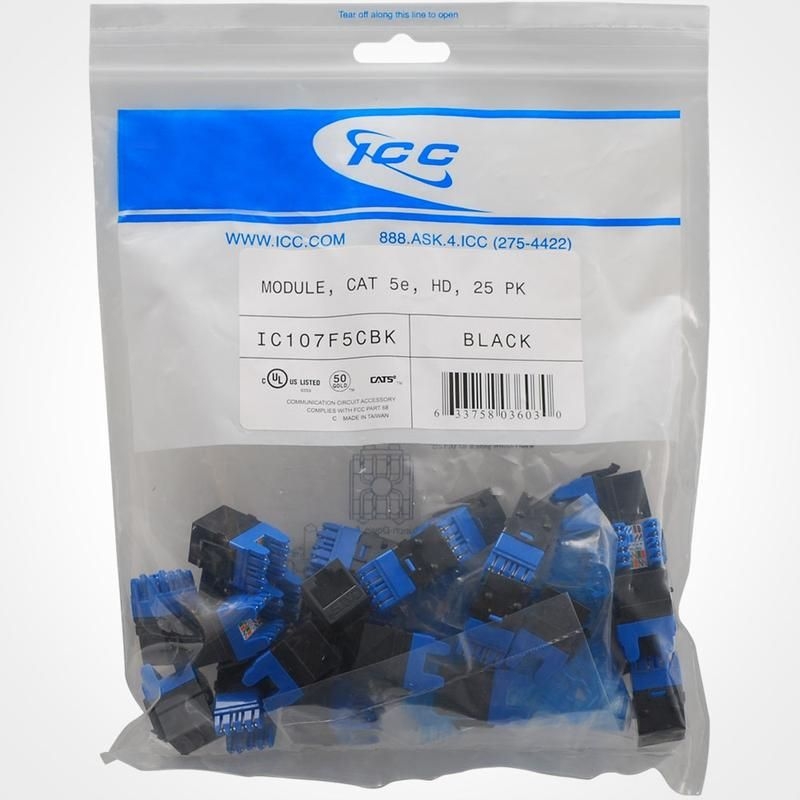 ICC - INSERT CAT 5e BLACK HD 25 Pack