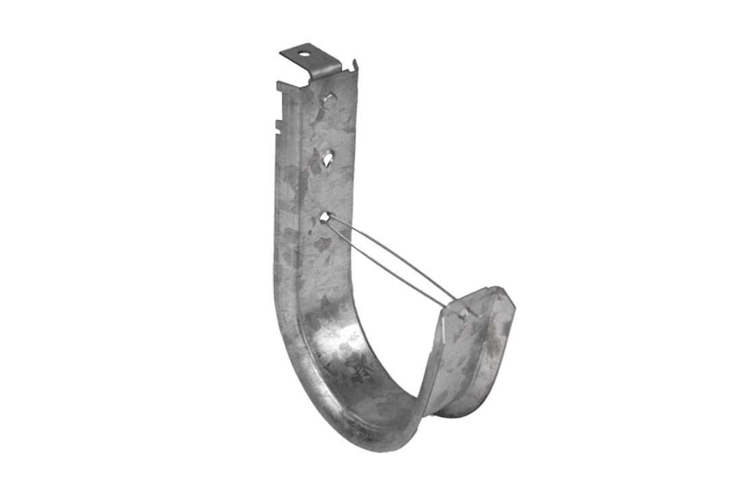Vertical Cable - 4 Inch J-Hook with Angle Bracket and Clip. Pre-Galvanized Steel.