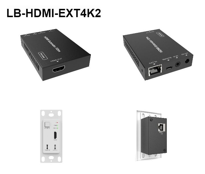 LIONBEAM - HDMI & USB C Wall Plate POC Extender Over Cat 5/6 4K@60 Up to 115FT 4K@24 Up To 164FT