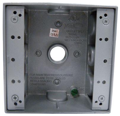 UMI - Weatherproof 2 Gang Box 3 1/2" Holes GY